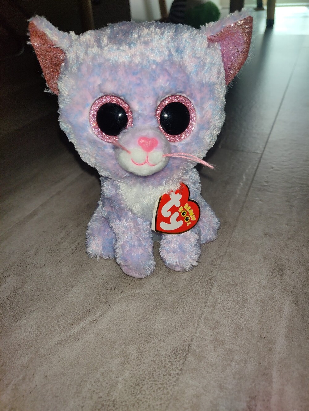 Ty Beanie Boos Cassidy Pastel Cat Plush Pink Glitter Eyes Kitty With Tag